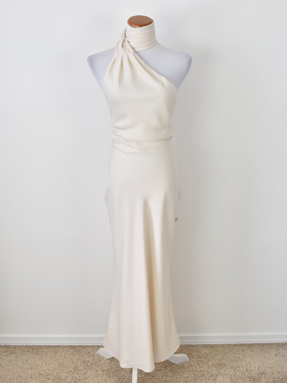Misha Vivica Midi Dress One Shoulder Ivory NEW - S